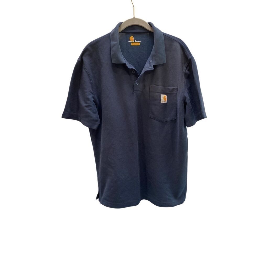Carhartt men’s original fit short sleeve polo shirt work wear navy blue size med